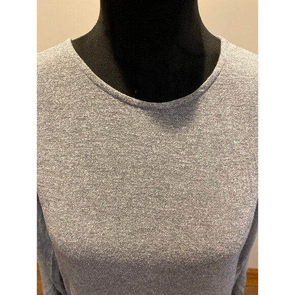 Blu Pepper T Shirt Blouse Size Medium Gray Pullover Patch Elbows Button Sides - Picture 3 of 12